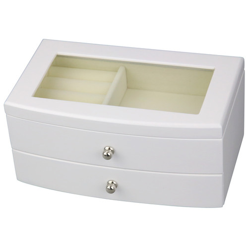 Box Invisible Glass White Wooden Jewelry Display Box Transparent Glass Top Lid Simplicity ...