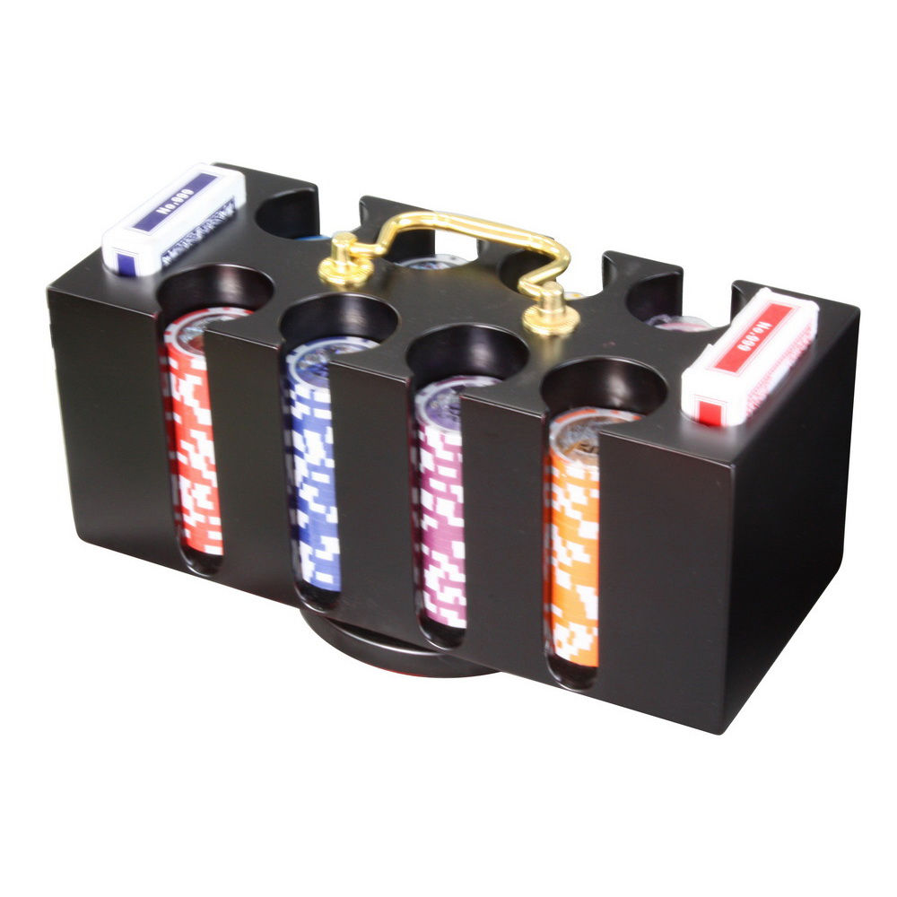 Revolving Wooden Carousel Rotating Wood Rack  for Game Chips Poker Playi