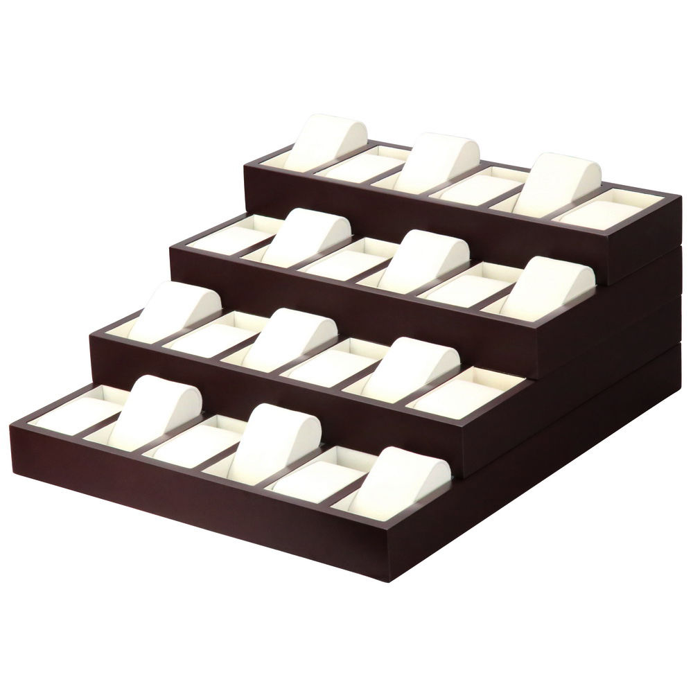 Wooden Watch Display Showcase Knock-down Stair Combination 24 Slots