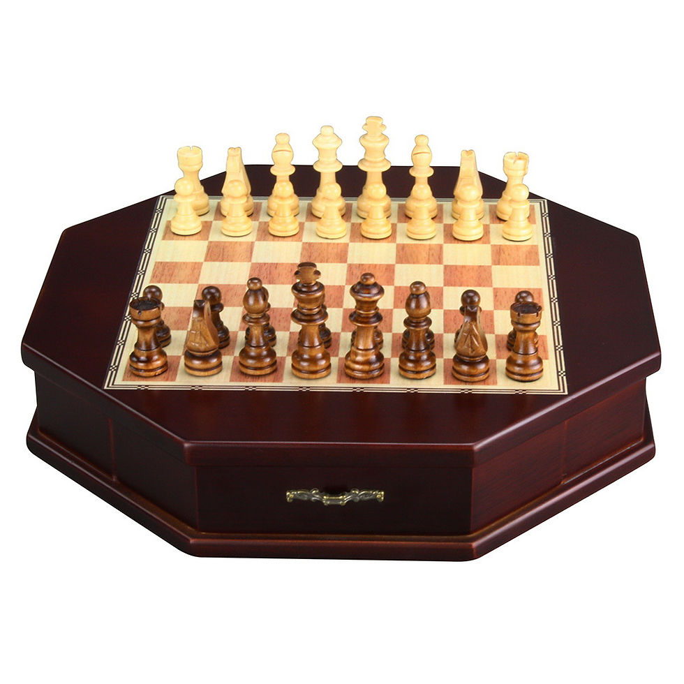 Thumbnail: Octagonal Wooden Chess Set Box Wood Chessboard Game