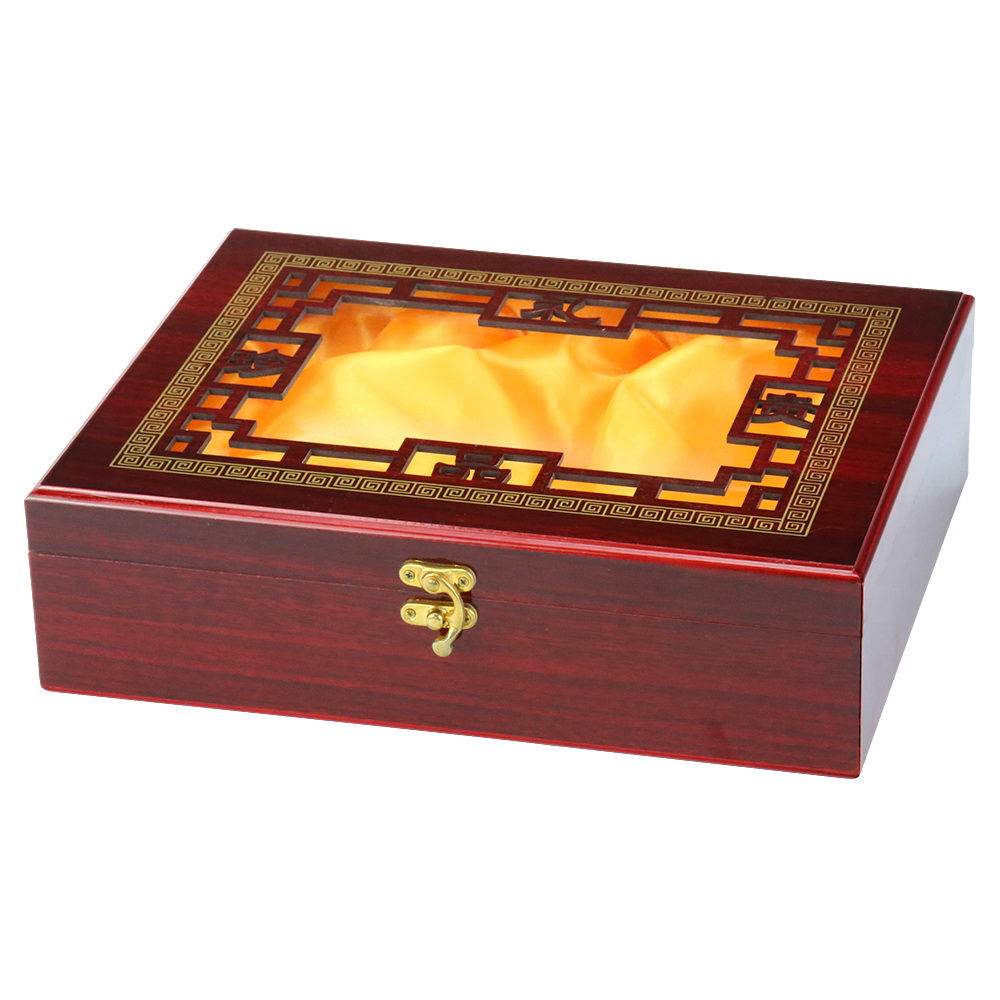 Multi-purpose Wooden Packing Gift Box with Hollowed-out Window Top Lid