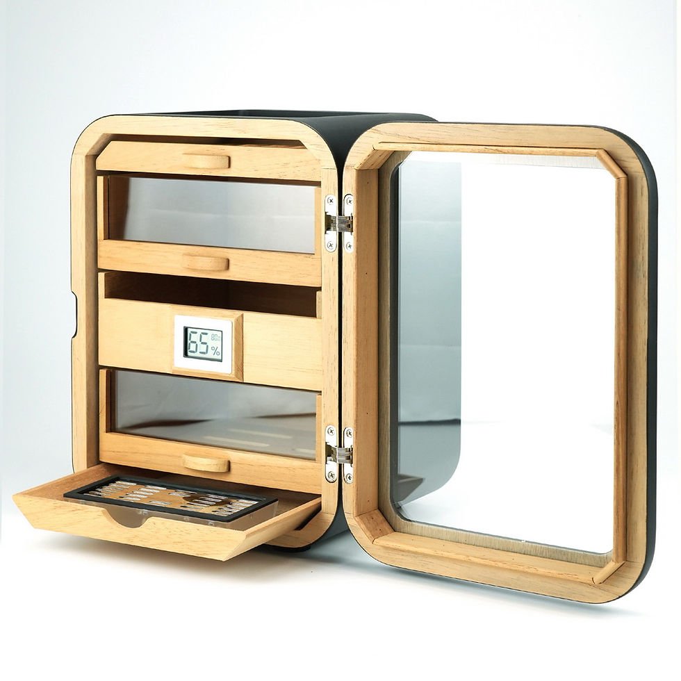 Thumbnail: Luxurious Cedar Wood Cigar Humidor Storage Case See-thru Door and Top