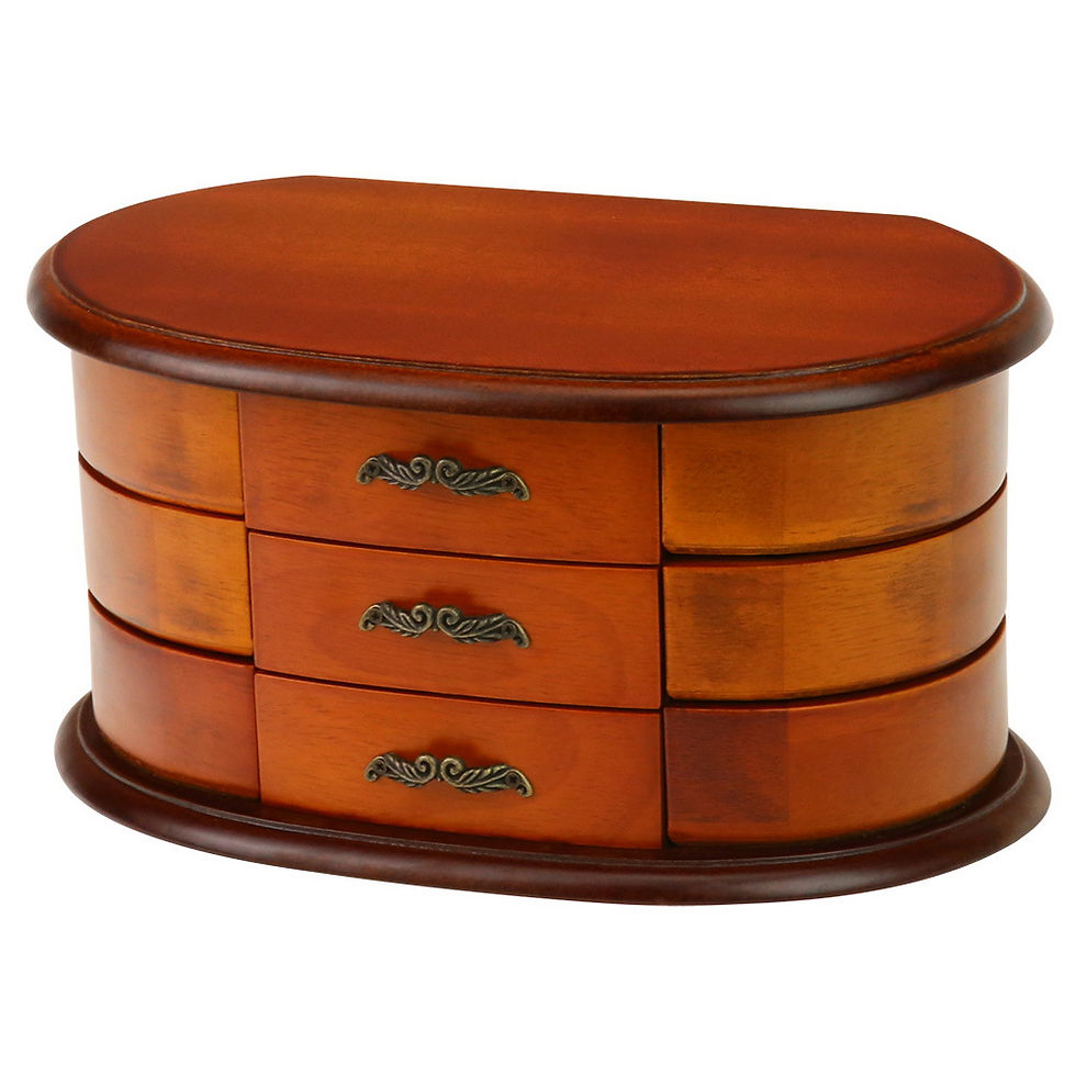 Thumbnail: Real Wood Jewelry Box Ballerina Music Jewellery Organizer Oval Shape