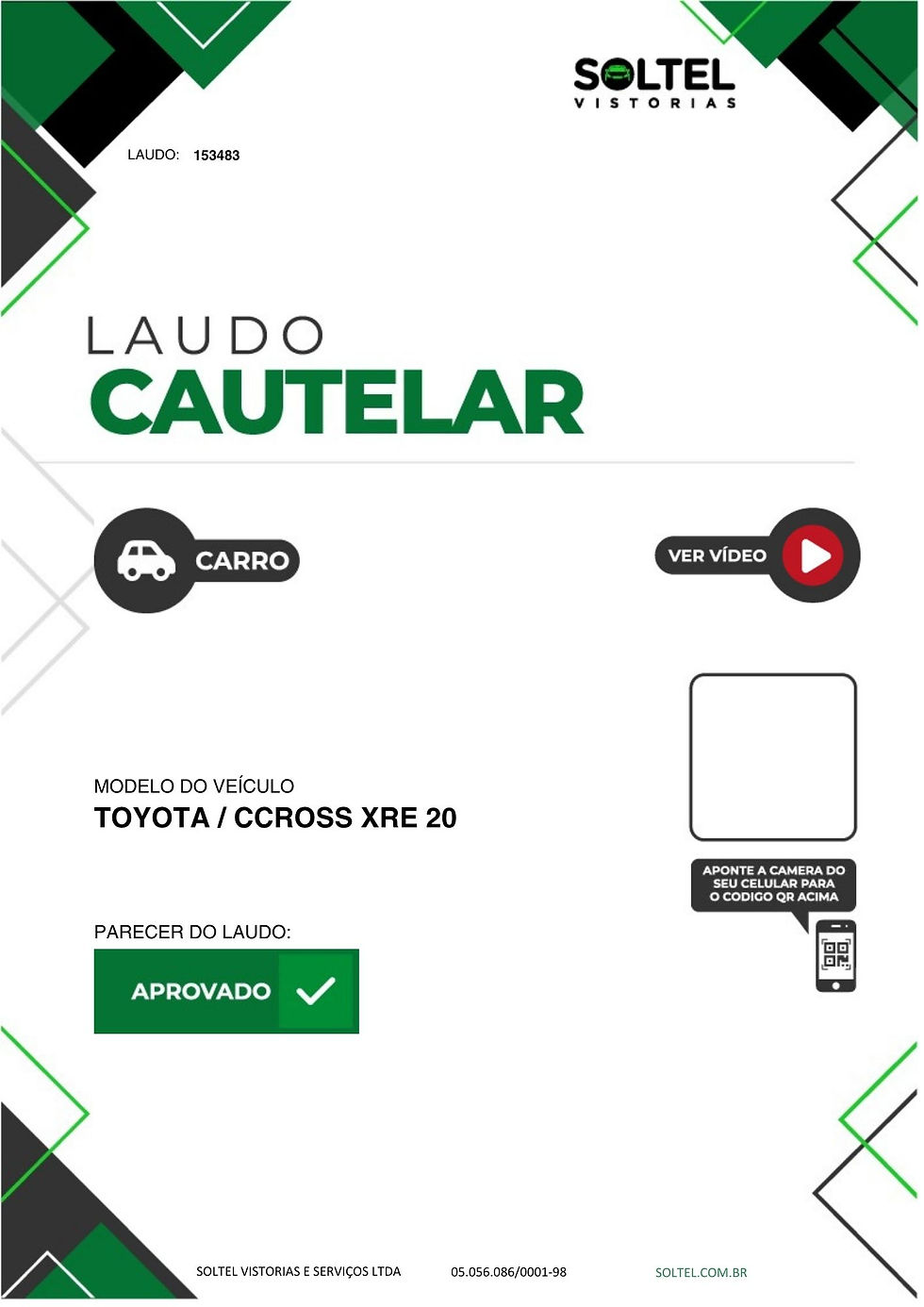 Miniatura: Vistoria Cautelar Toyota Corolla Cross XRE