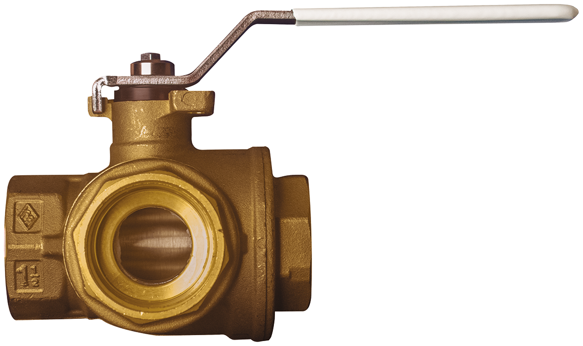 Bonomi 365NLF-8 Lead-Free 3-Way L-Port 1/2-Inch Brass Ball Valve