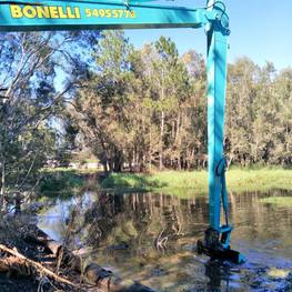 Dam desilting work Bonelli Plant Hire Long Reach Excavator