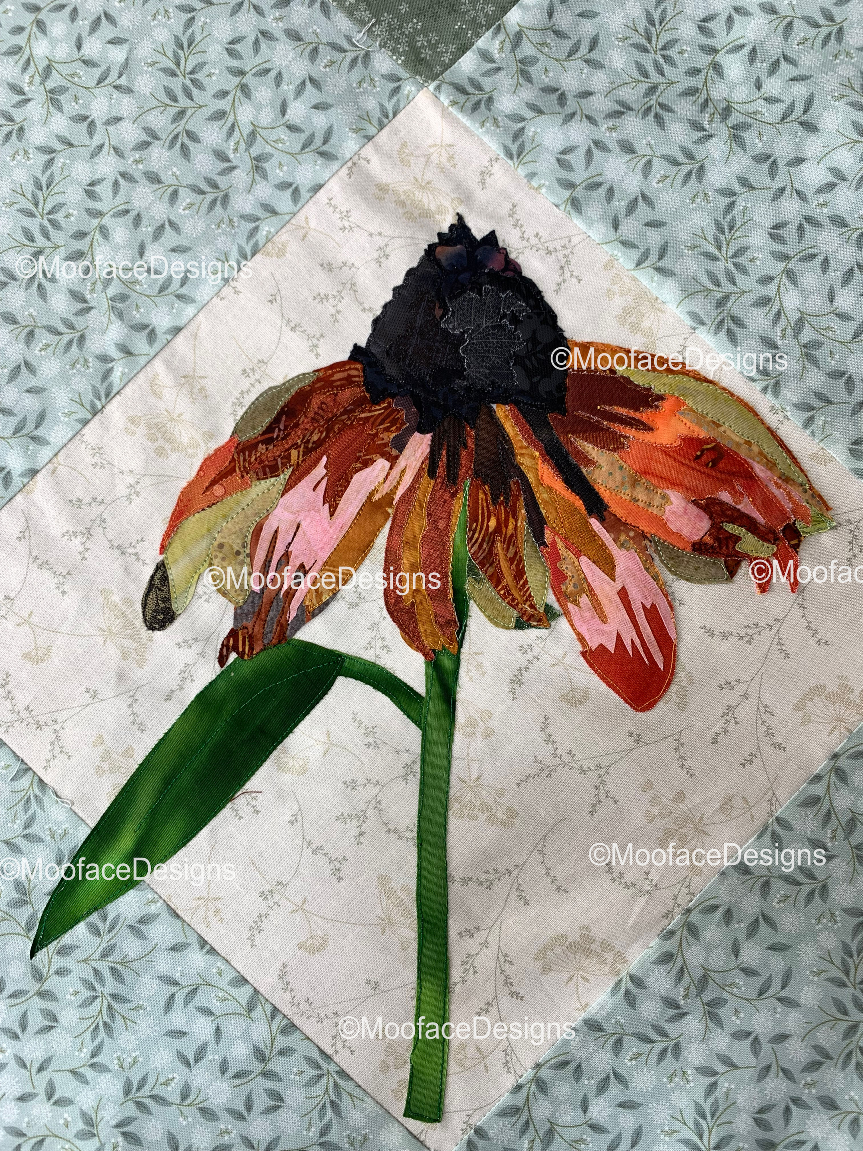 Echinacea Fabric Collage Pattern - Intermediate
