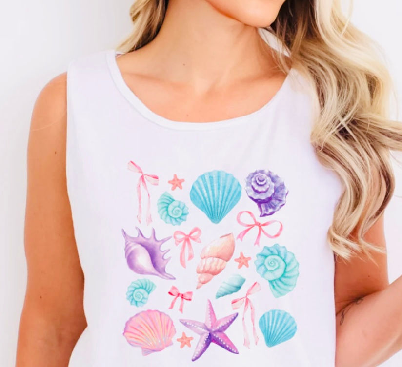 SEASHELLS PASTEL PINK BOWS