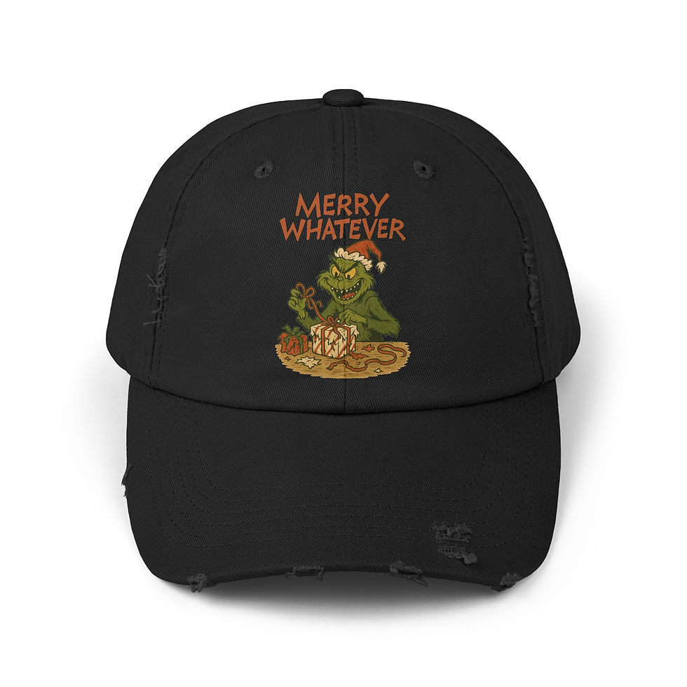 Merry Whatever Distressed Cap — Grinch Holiday Dad Hat