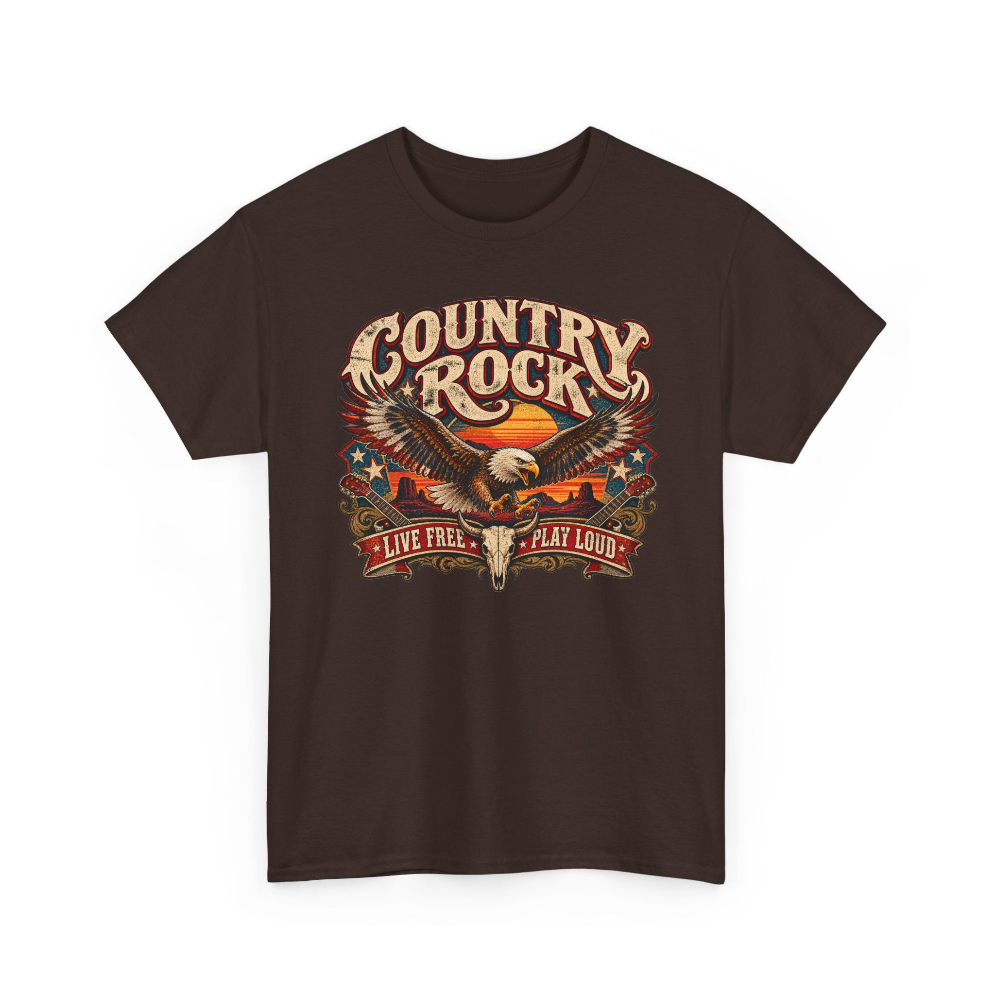 Country Rock vintage graphic T-shirt with bald eagle and western design