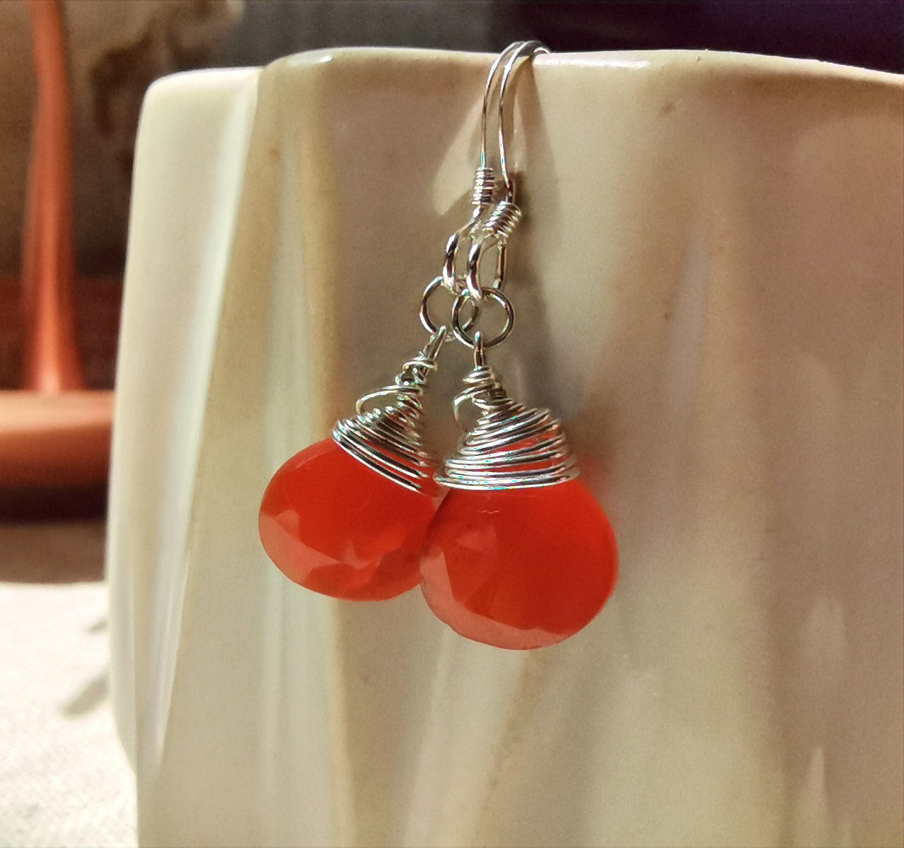 Carnelian Large Briolette Earrings