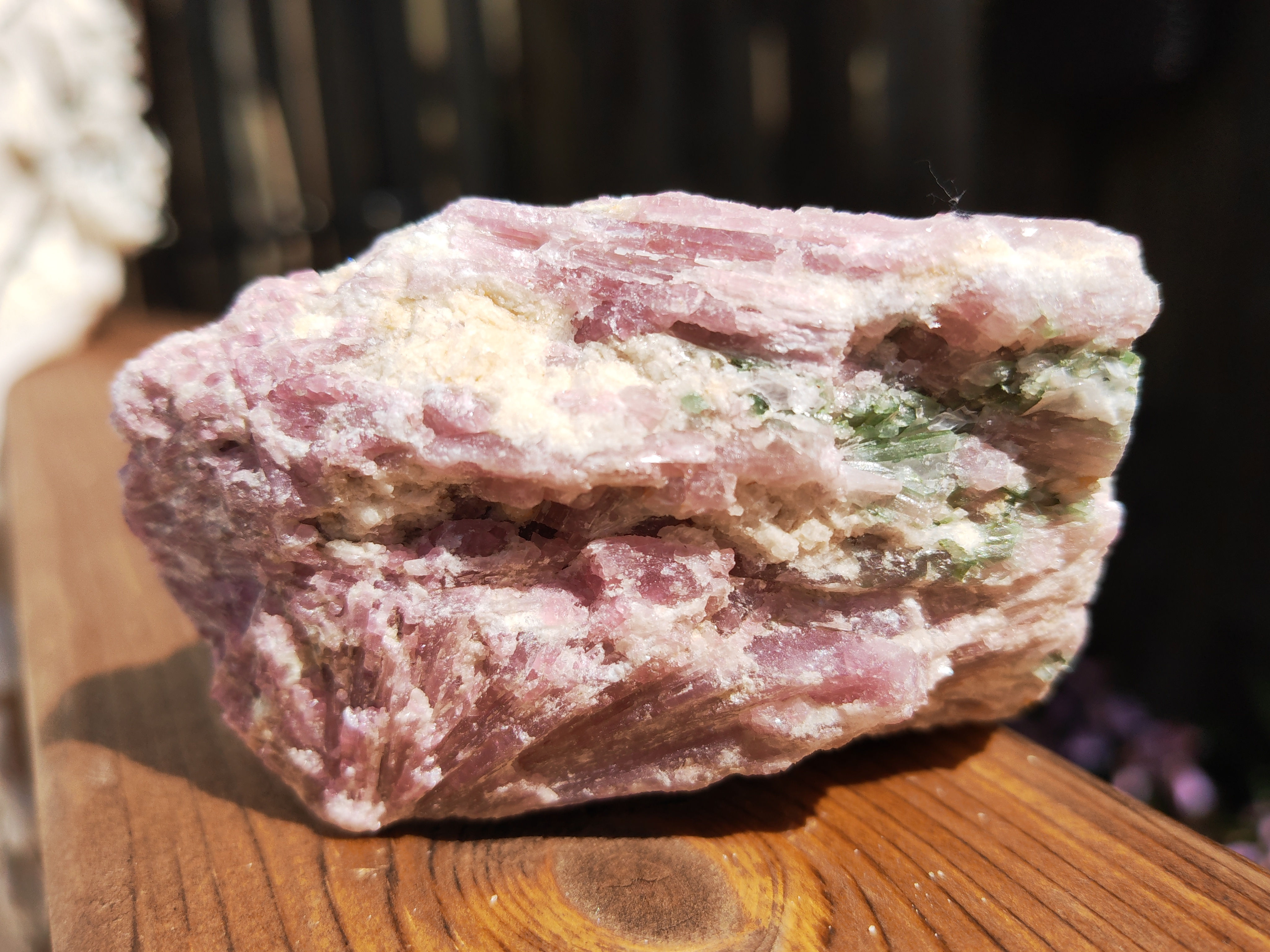 Pink and Green Tourmaline in a matrix of Quartz and Lepidolite
