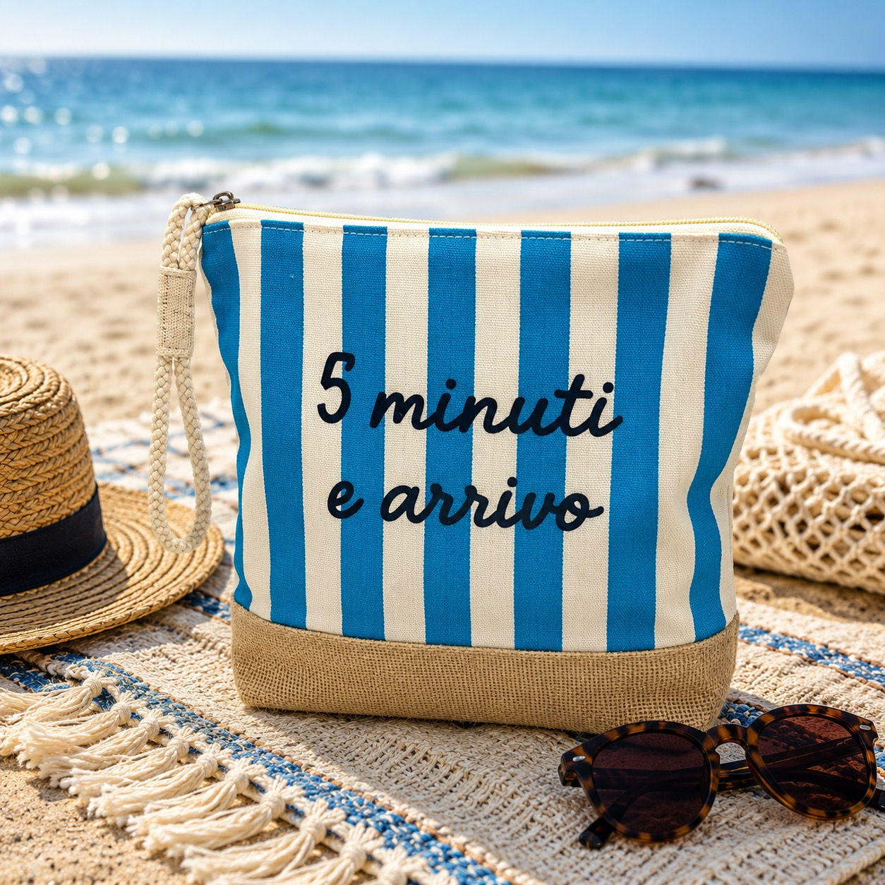 Pochette Summer Turchese "5 minuti e arrivo"
