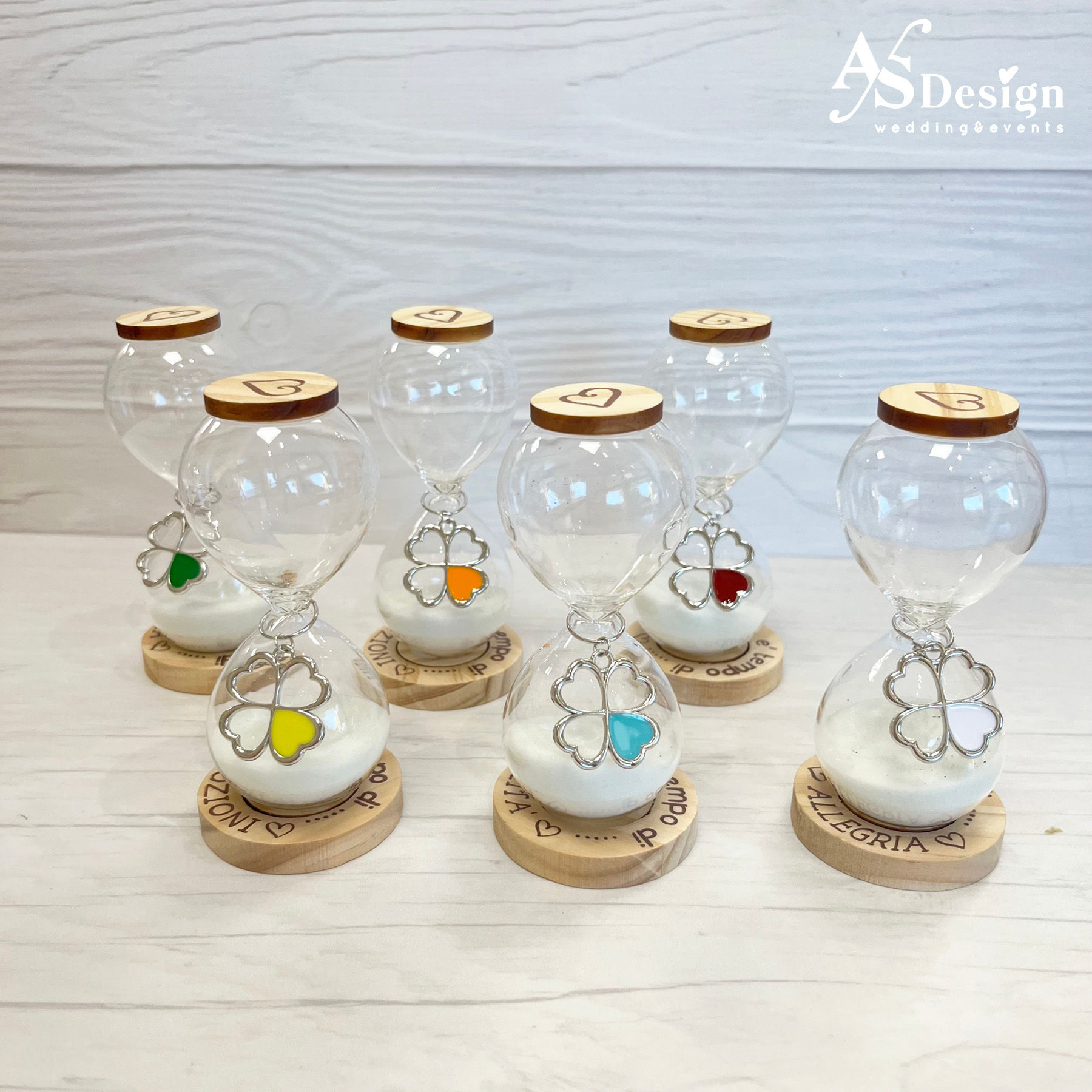 Clessidra in Legno con Quadrifoglio