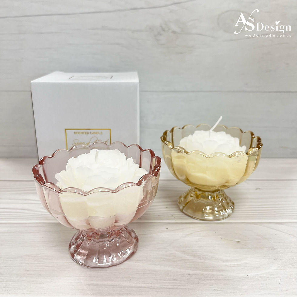 Bomboniera Candela Fiore in Alzatina Rosa o Ambra