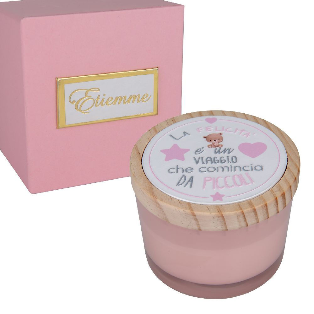 Bomboniera Candela Battesimo in Vetro - Rosa