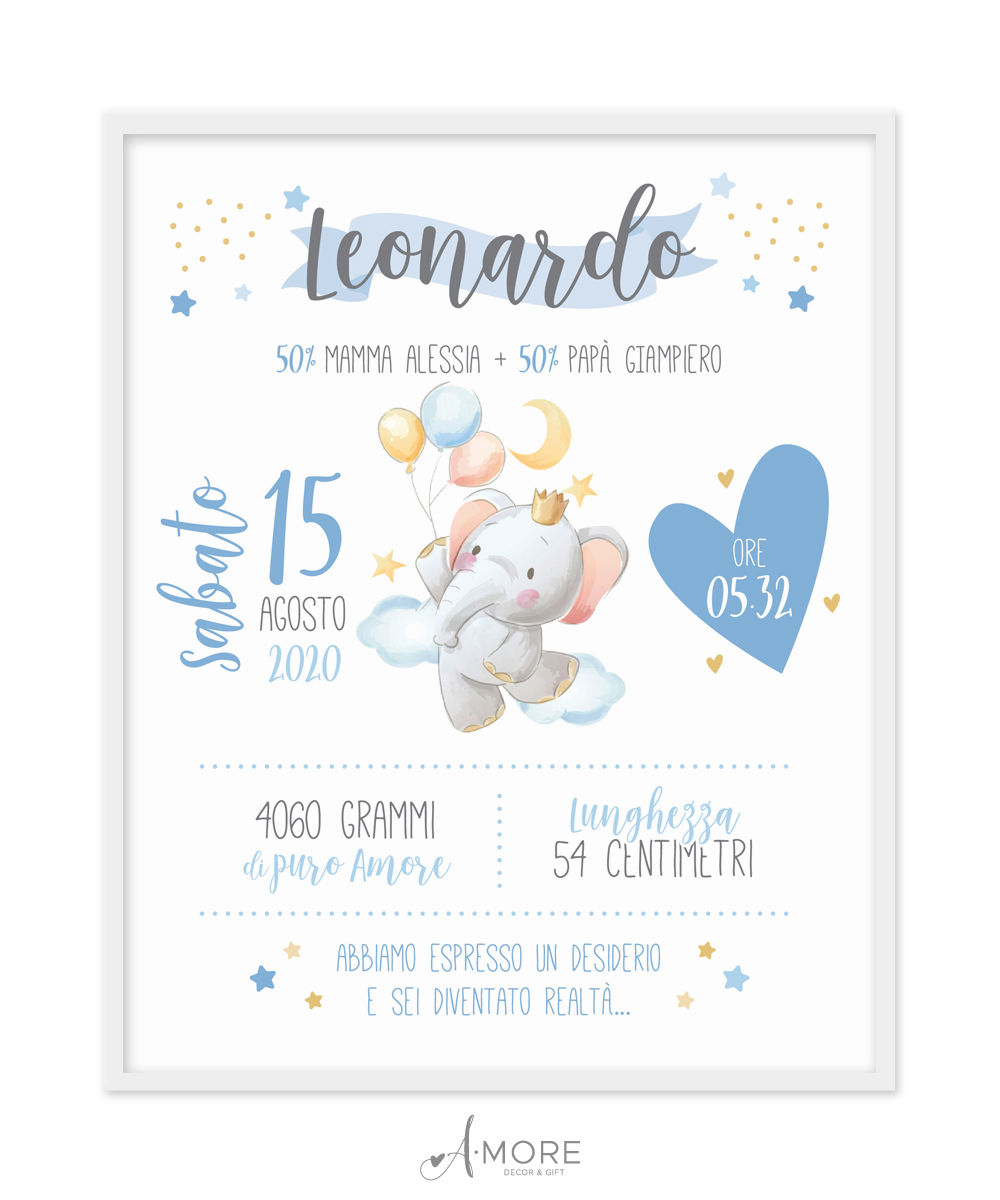 Quadretto Nascita Principino - Idea Regalo Nascita