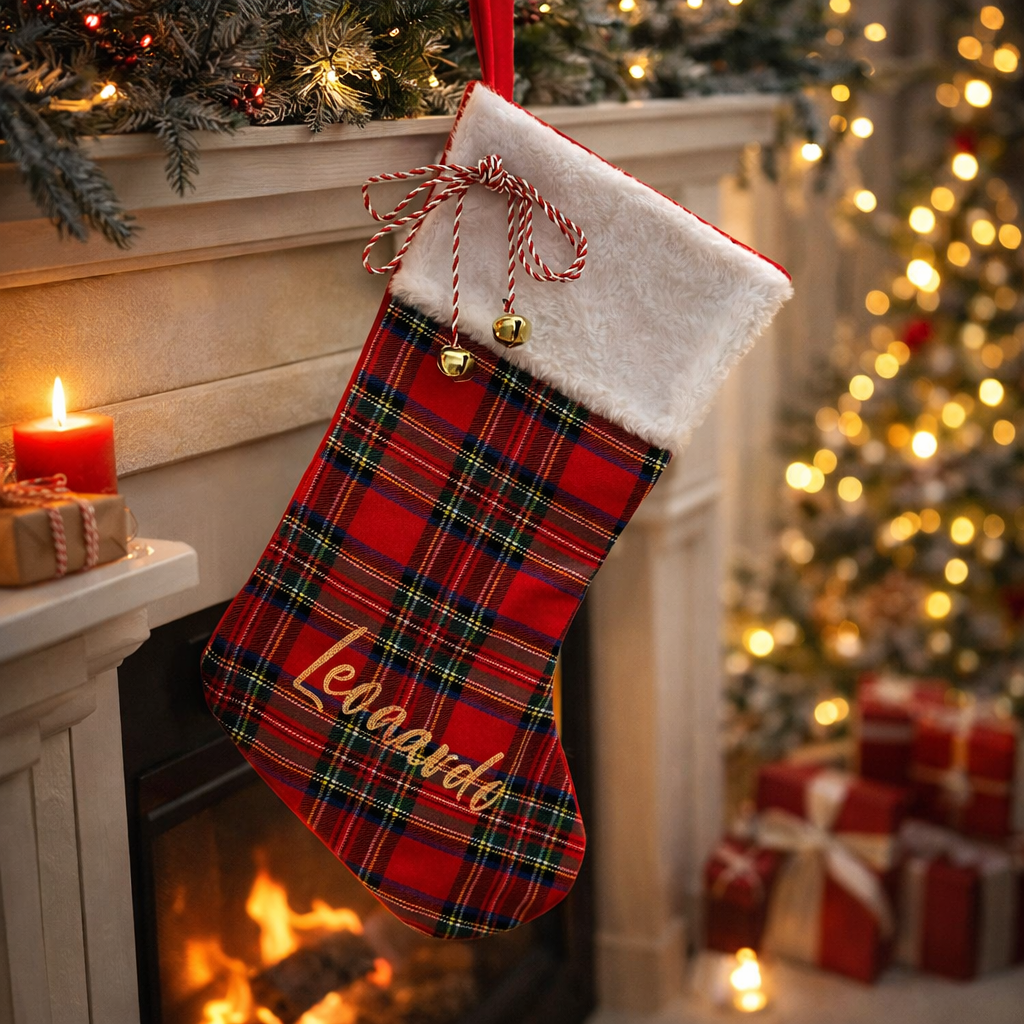 Calza Natalizia con Nome - Tartan