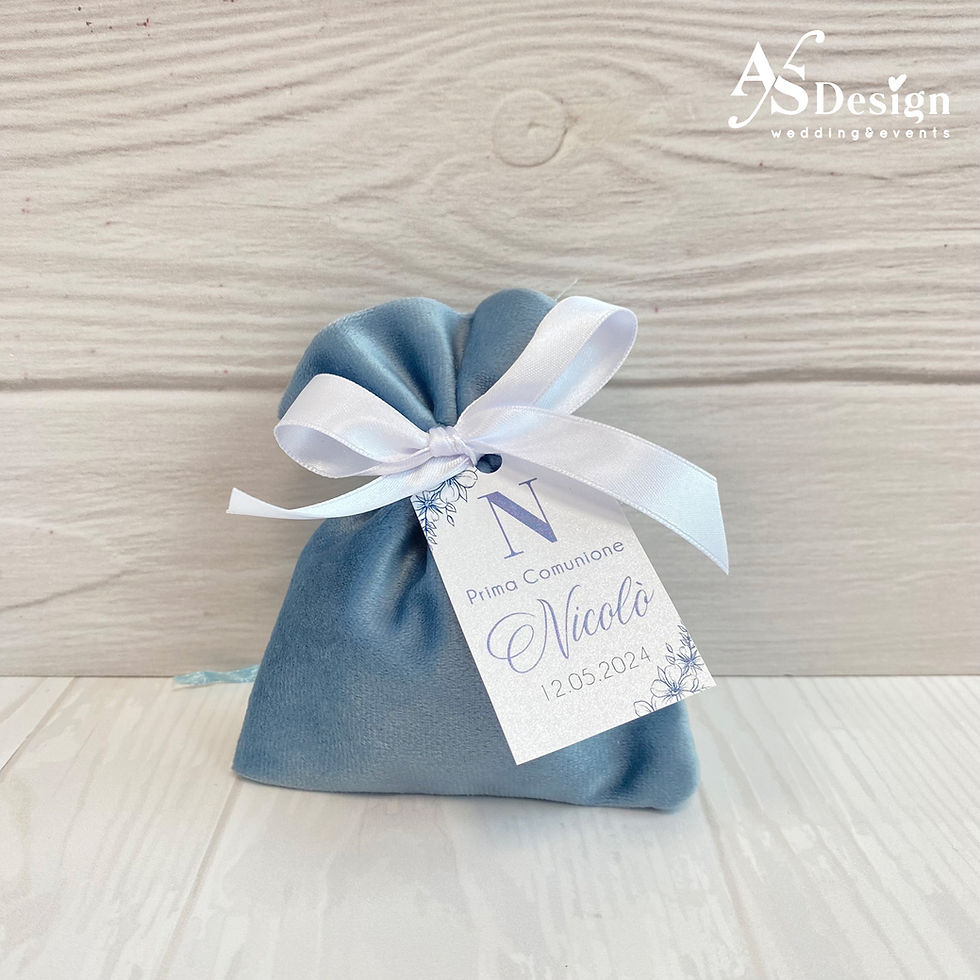 Sacchettino Confetti in Velluto Avio