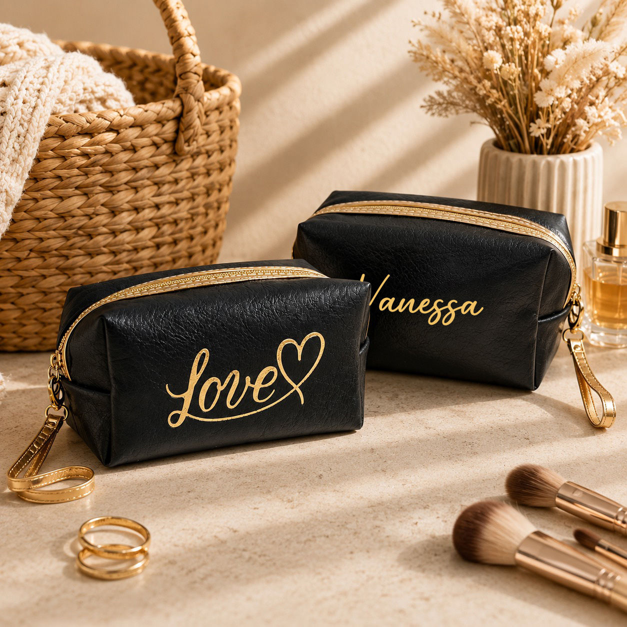 Astuccio Beauty "Love" con Nome - Nero