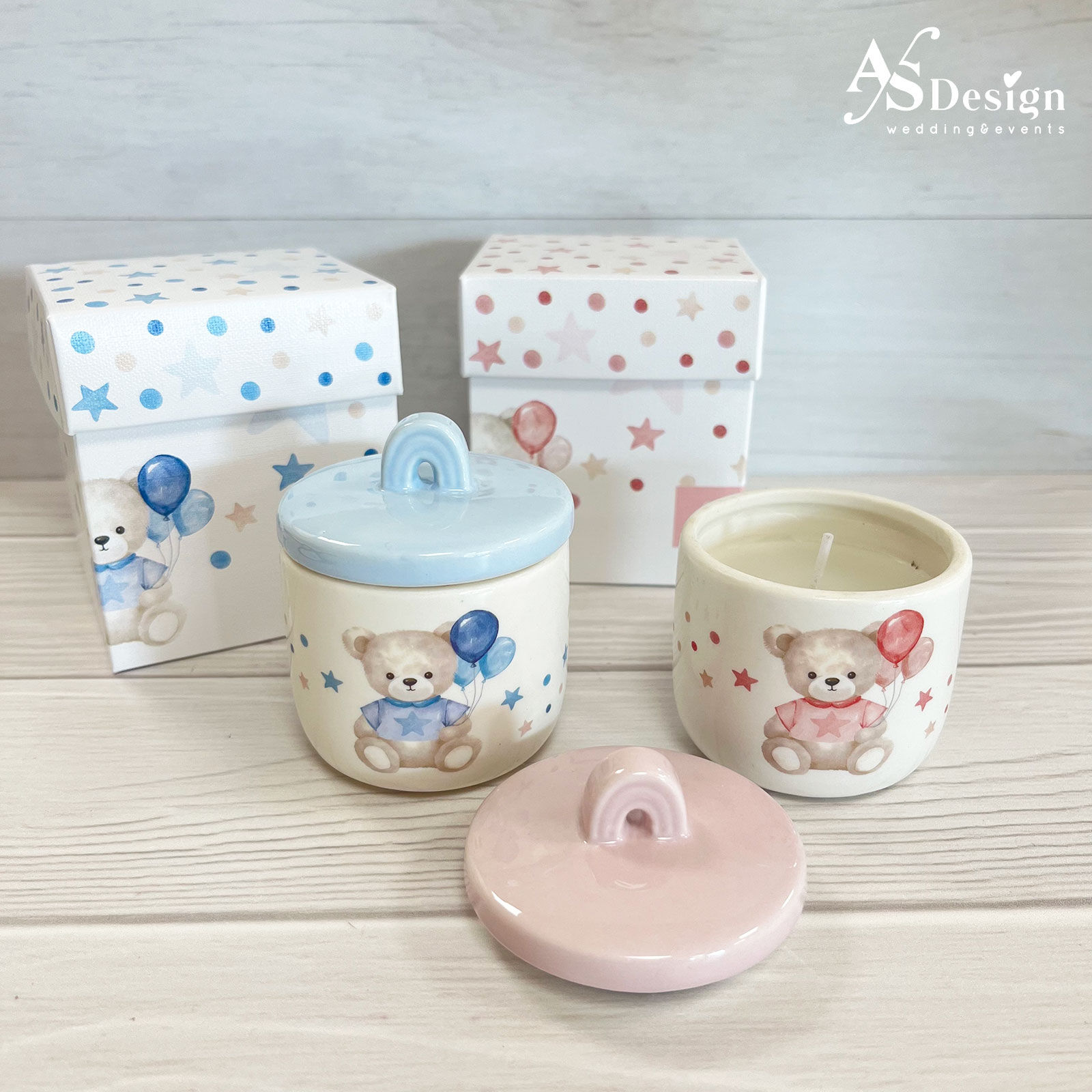 Bomboniera Candela Profumata Orsetto con Palloncini