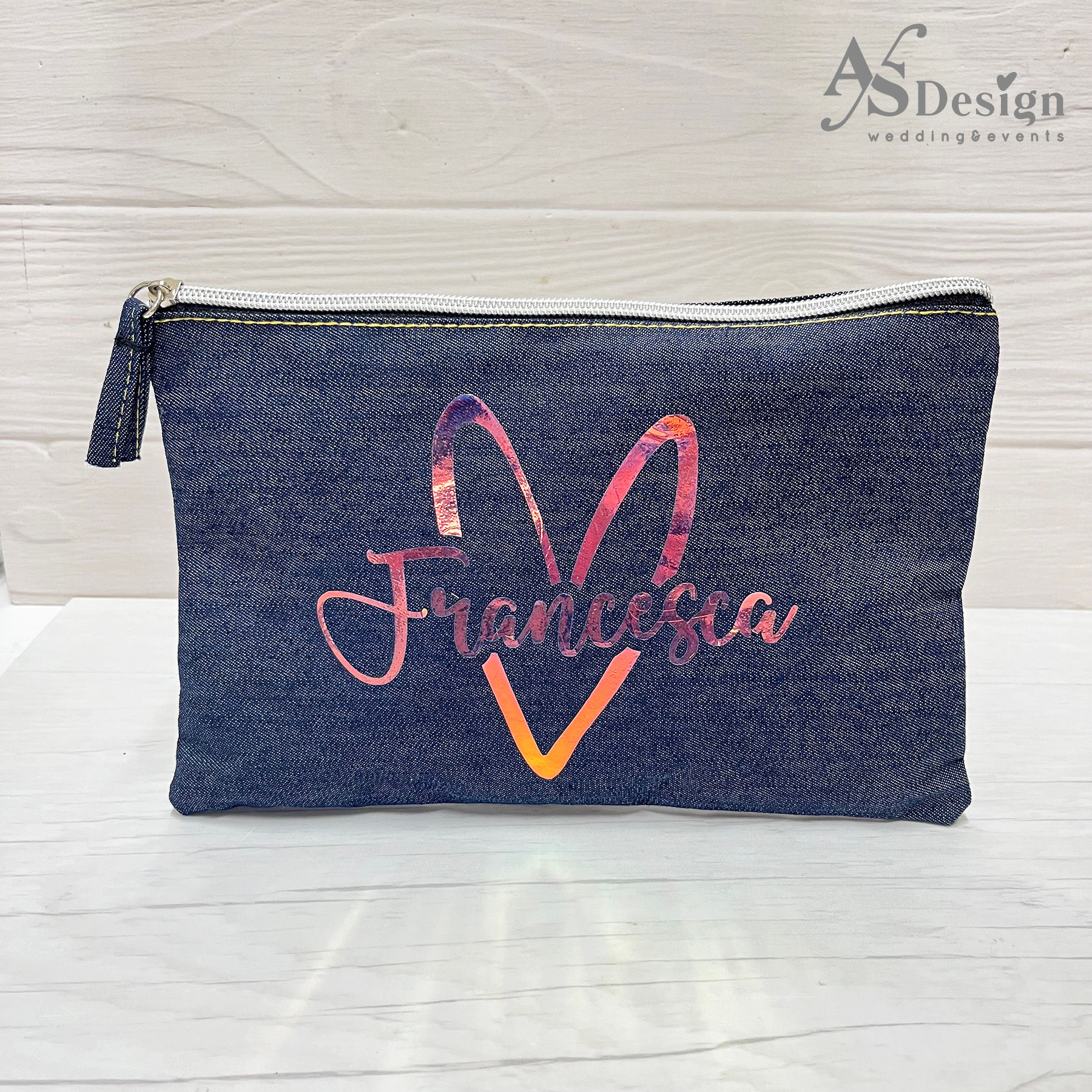Astuccio in Cotone Jeans con Nome o Frase