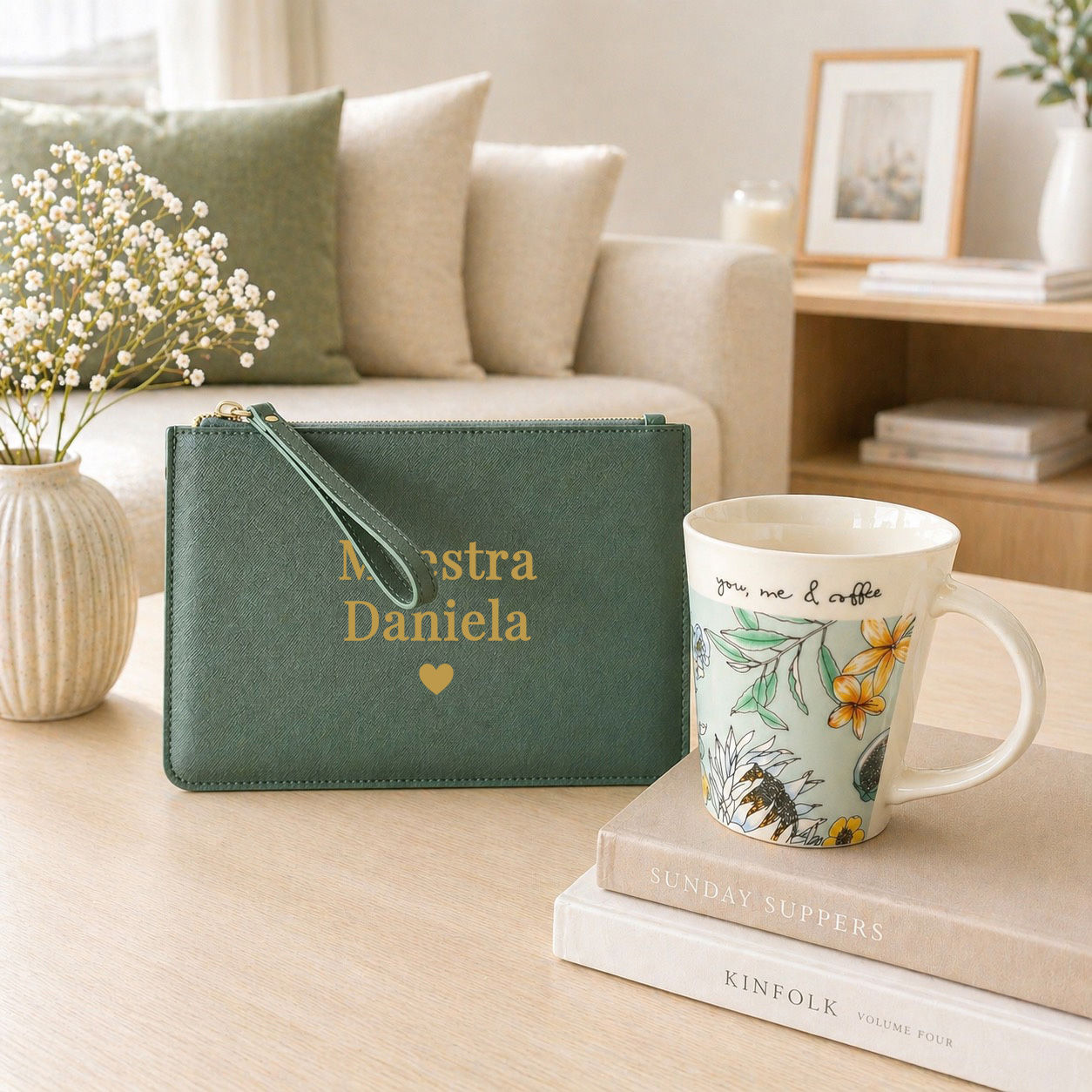 Box Pochette Personalizzata con Nome + Tazza Mug Floreale