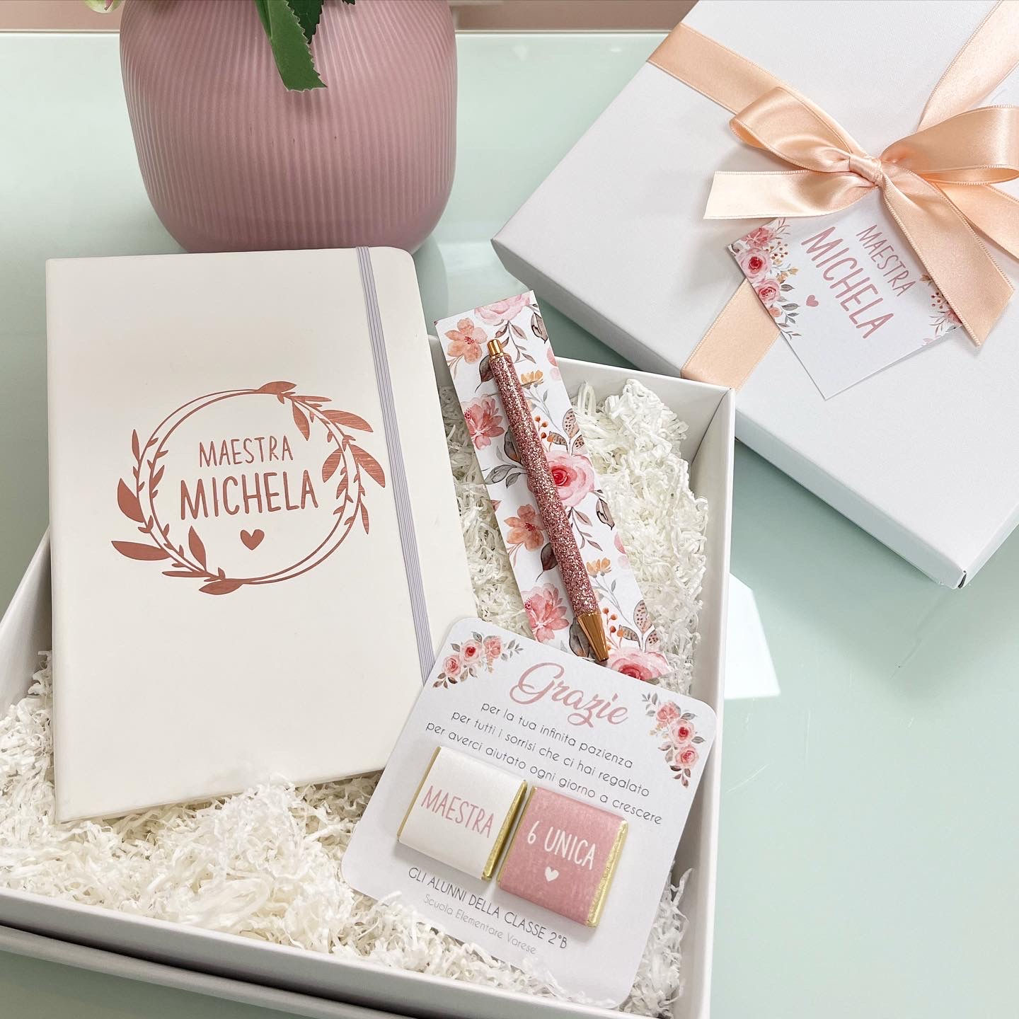 Box Regalo con Blocco e Penna - Idea Regalo Maestra