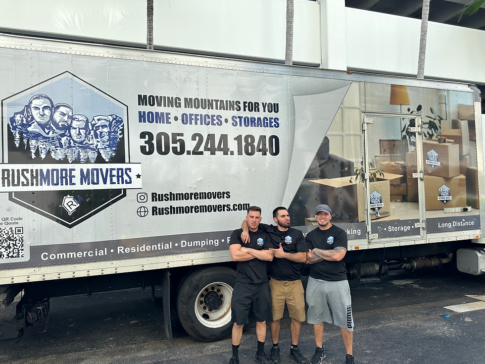 Eye-level view of a moving truck parked outside a Miami home ready for loading