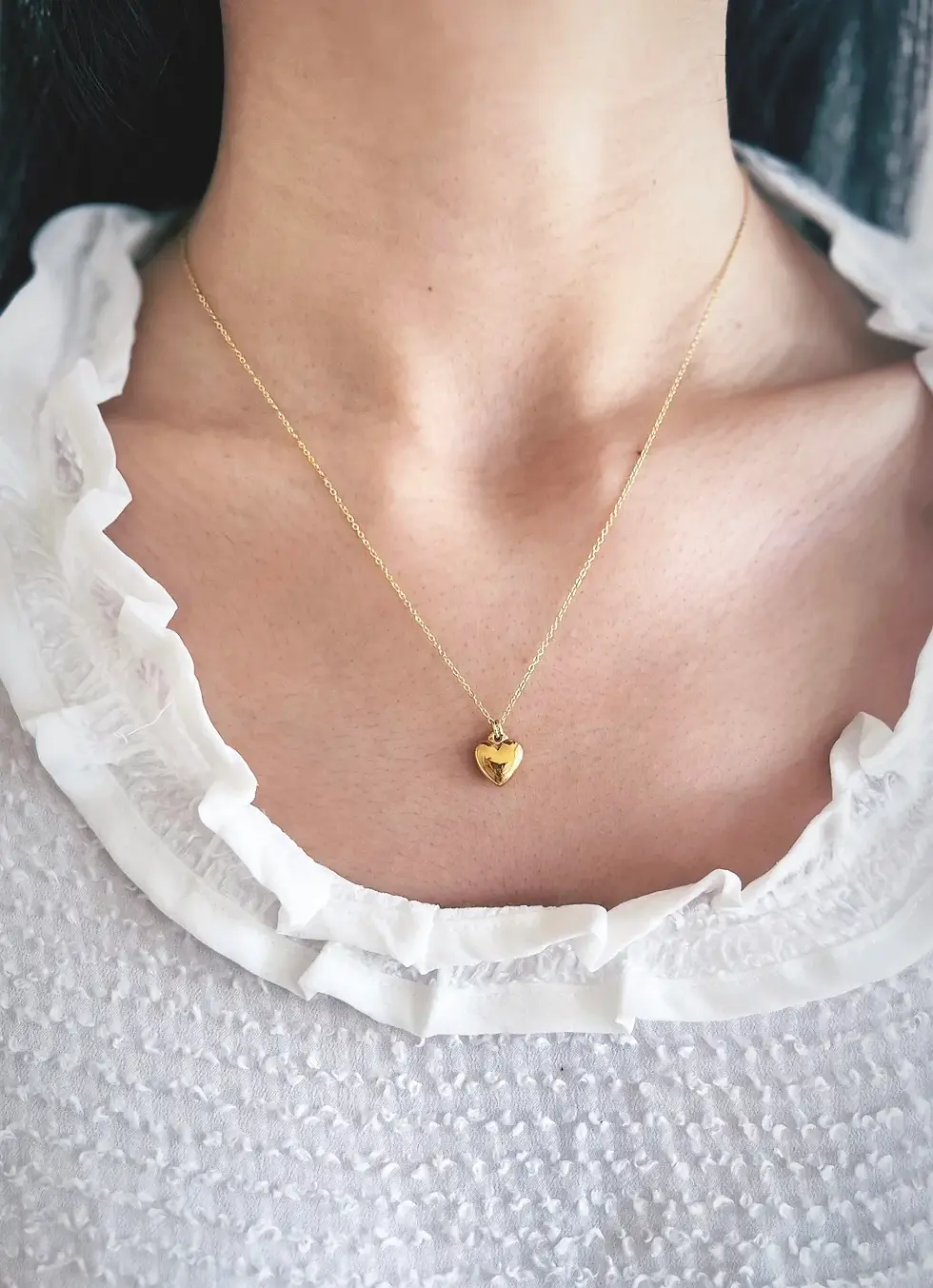 Thumbnail: Hjärta i Guldpläterad Berlock på 925 Sterling Silver Halsband