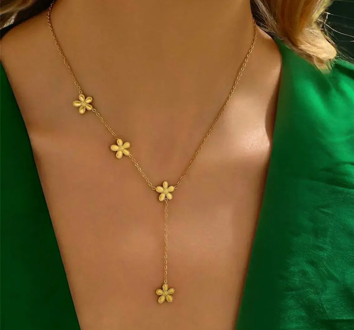 Salomos Liljor - Guldpläterat Halsband i Rostfritt Stål