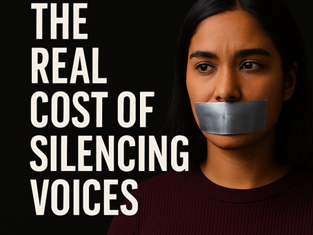 a woman with her mouth taped shut