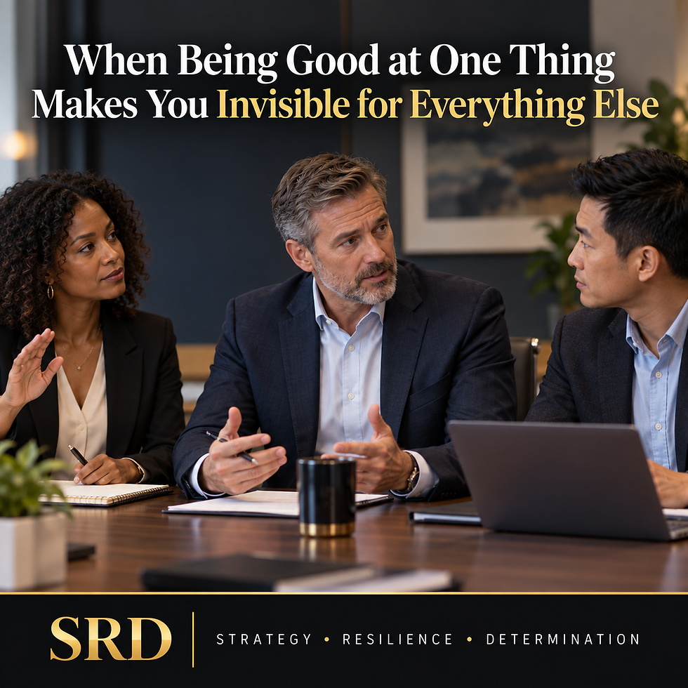 A Black woman begins lowering her raised hand during a workplace discussion while her manager focuses on another employee.
