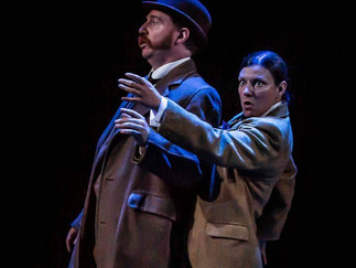 Dr Watson (Simon Kane) and Sir Henry Baskerville (Polly Lister) explore the moors