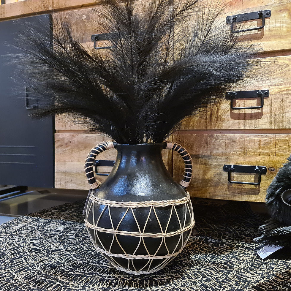 Miniature : Vase noir &amp; osier — Bali