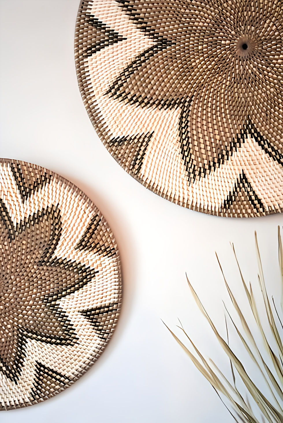 Miniature : Placemat & déco murale en rotin marron & noir — fait main Ø45