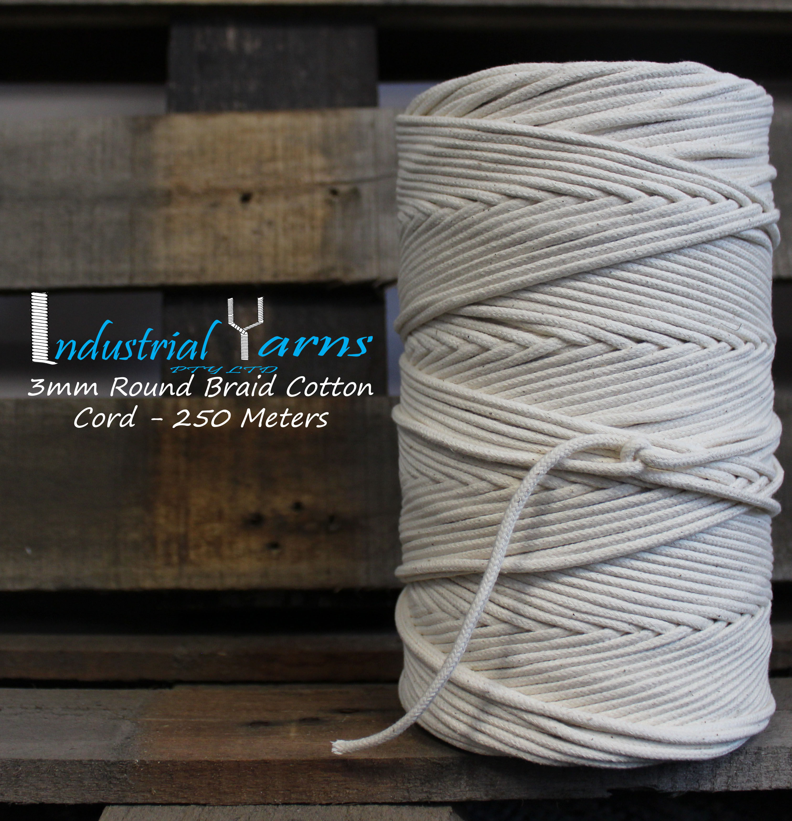 3mm Round Braid Cotton Cord 250m
