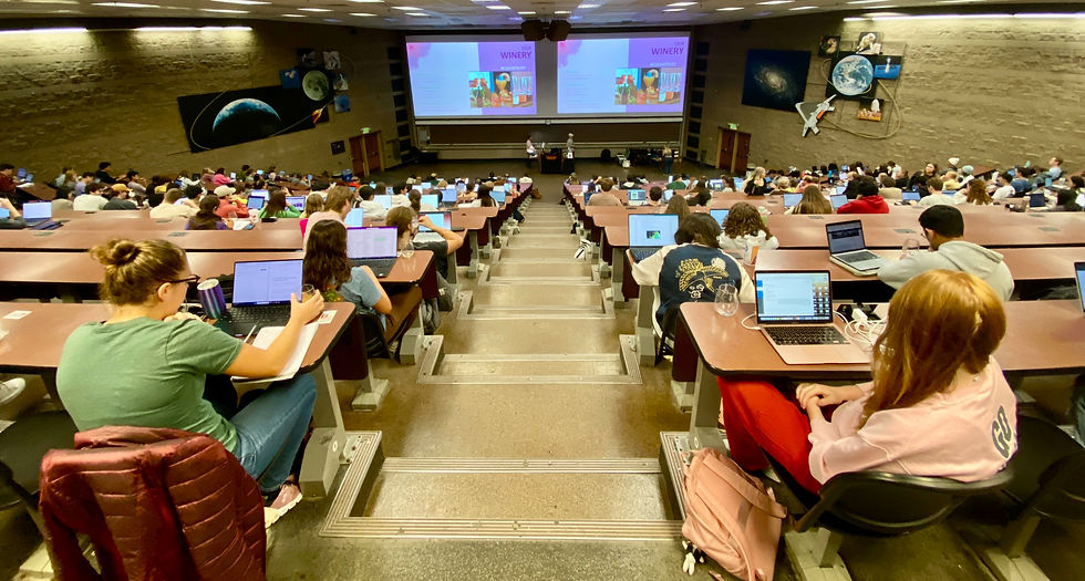 View of the lecture from the back of the hall