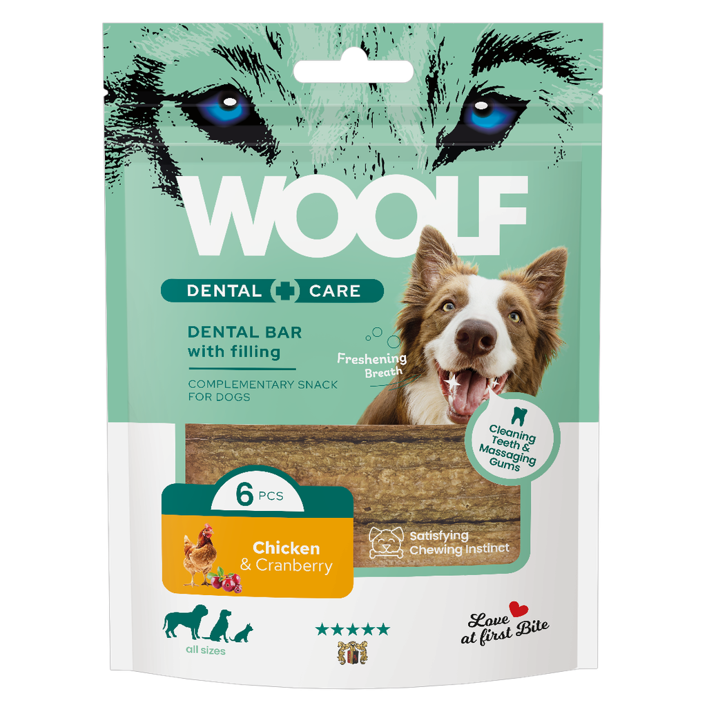 WOOLF DENTAL CARE CHICKEN AND CRANBERRY BAR 108G