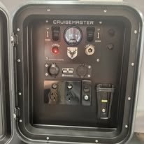 The outdoor hatch with Cruisemaster airbag controls, USB and 12 V outlets