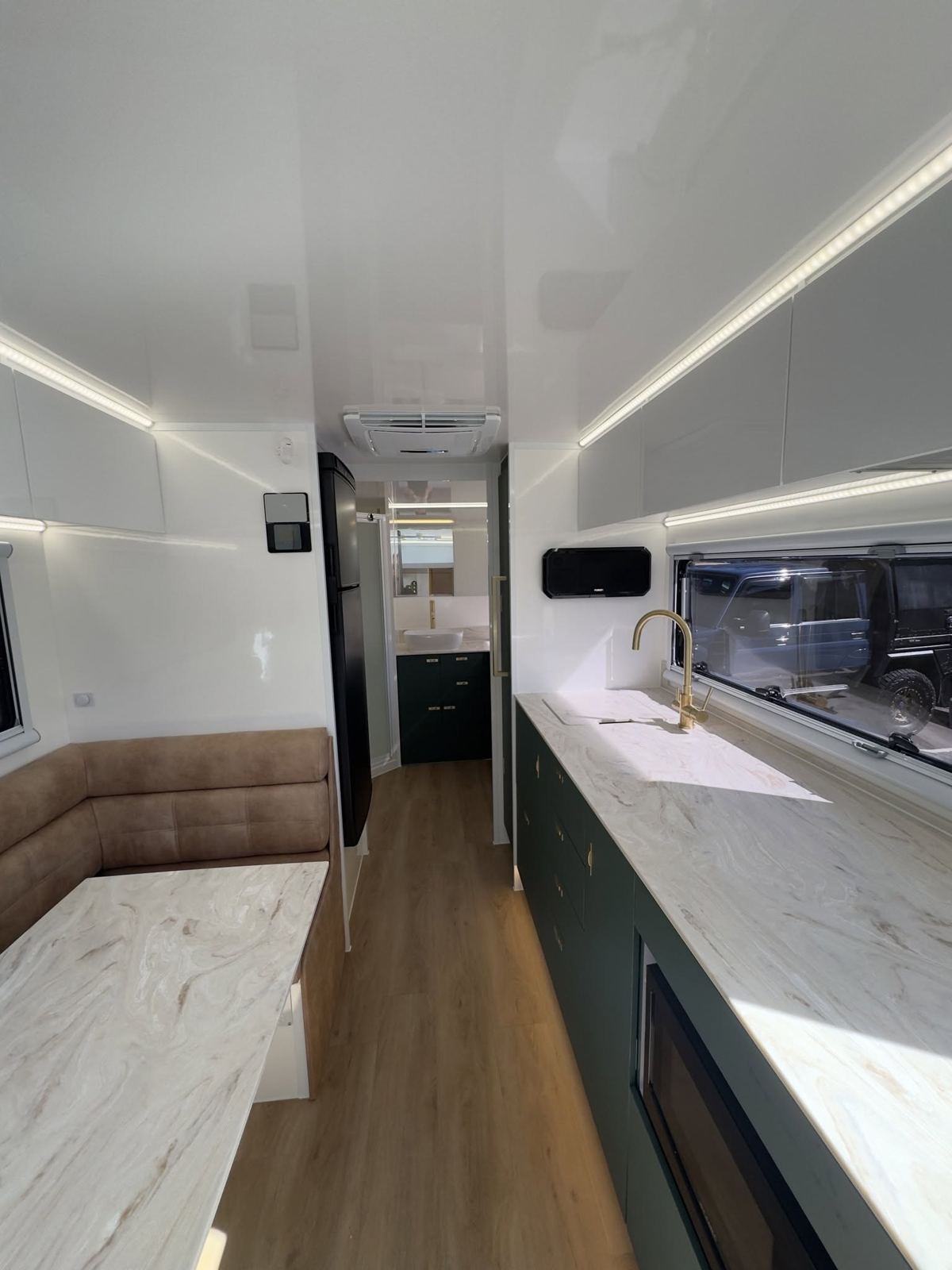 Galley kitchen down the van