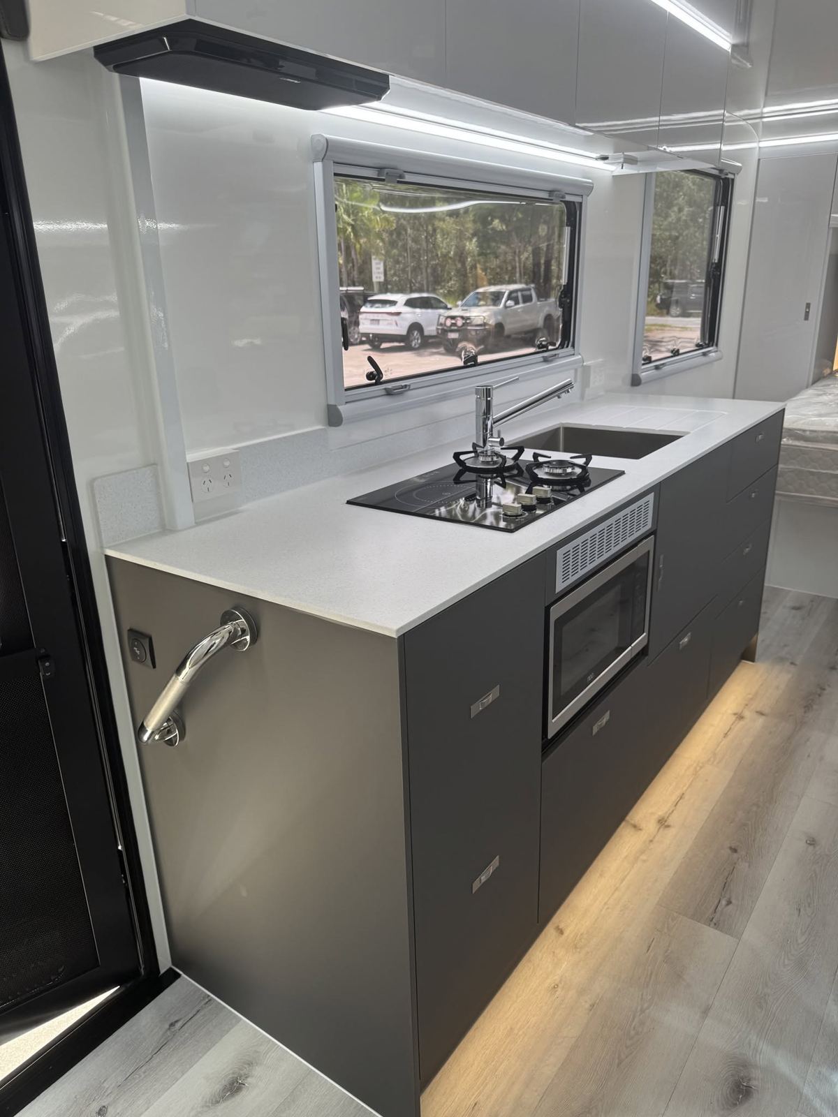 Kitchen with gas cooktop and oven