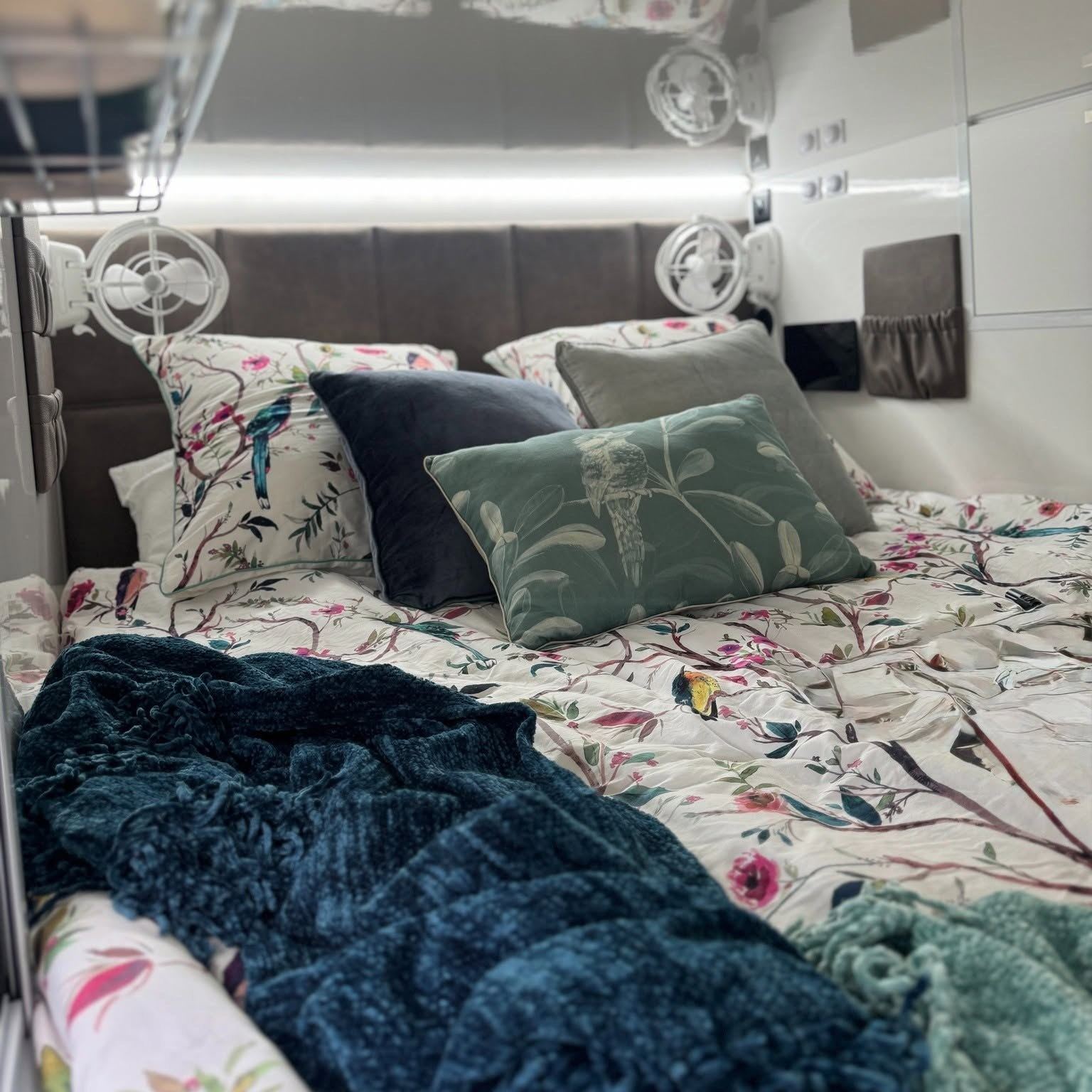 Made-up bed, ready to go