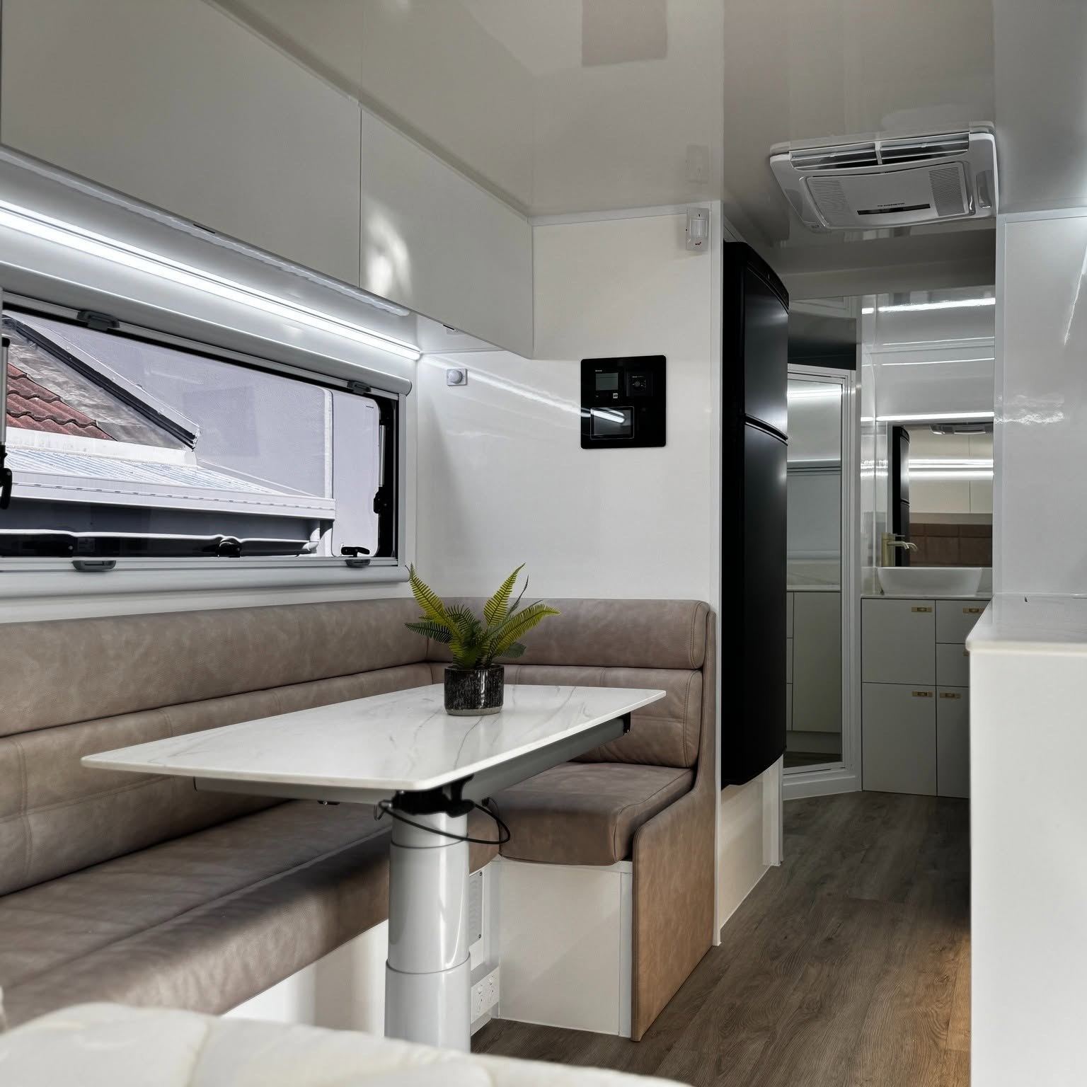 Grey dinette and kitchen