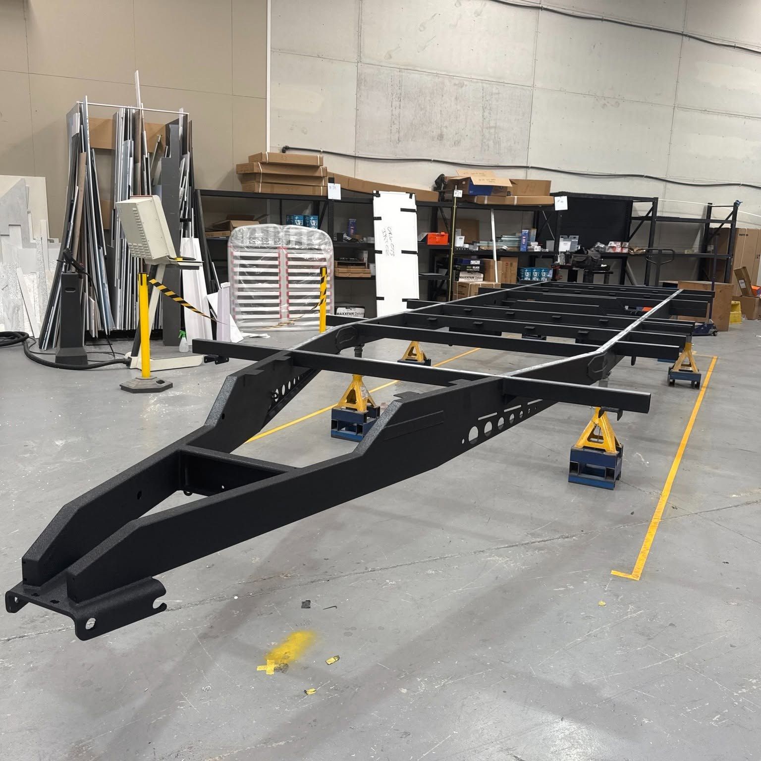 Painted chassis on stands