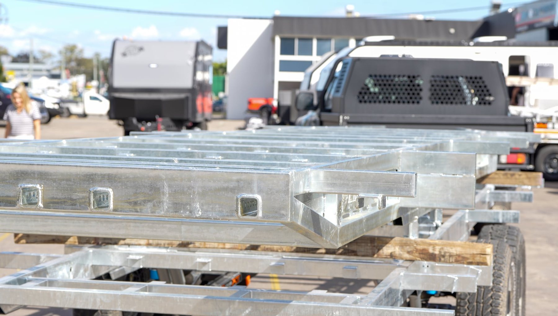 Galvanised chassis rails and crossmembers, ready to build on