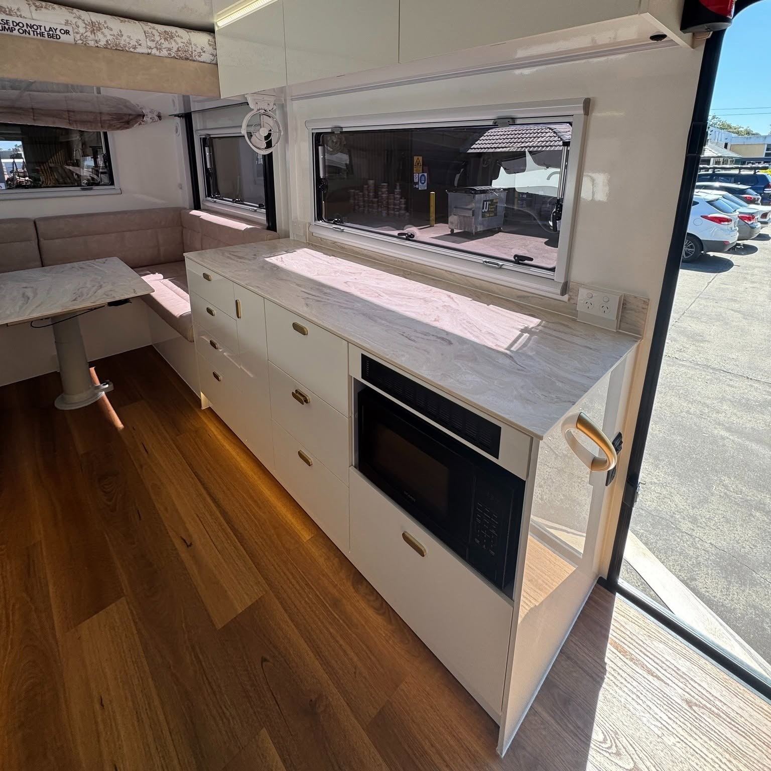 Marble-look benchtop and built-in oven