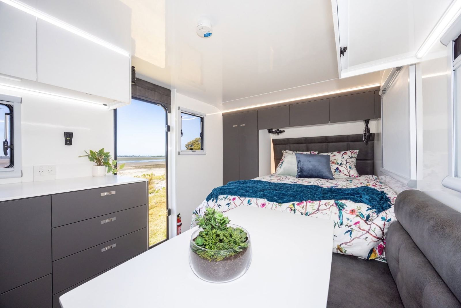 Bedroom beyond the lounge