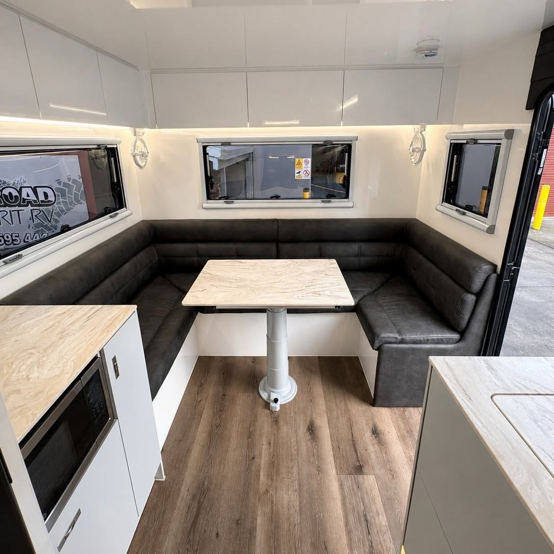 Dark leather U-shaped dinette