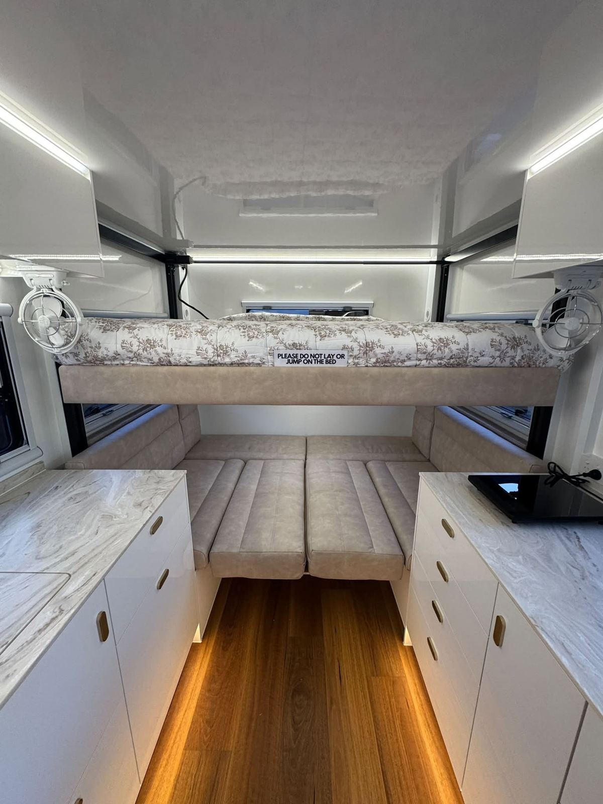 Bunks over the beds, family layout